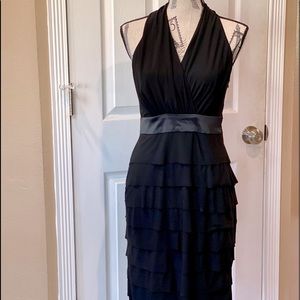 Evan Picone halter cocktail dress with ruffles